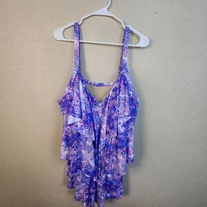 Swimsuits For All Purple Medallion Print Tankini Size 22 (7858)